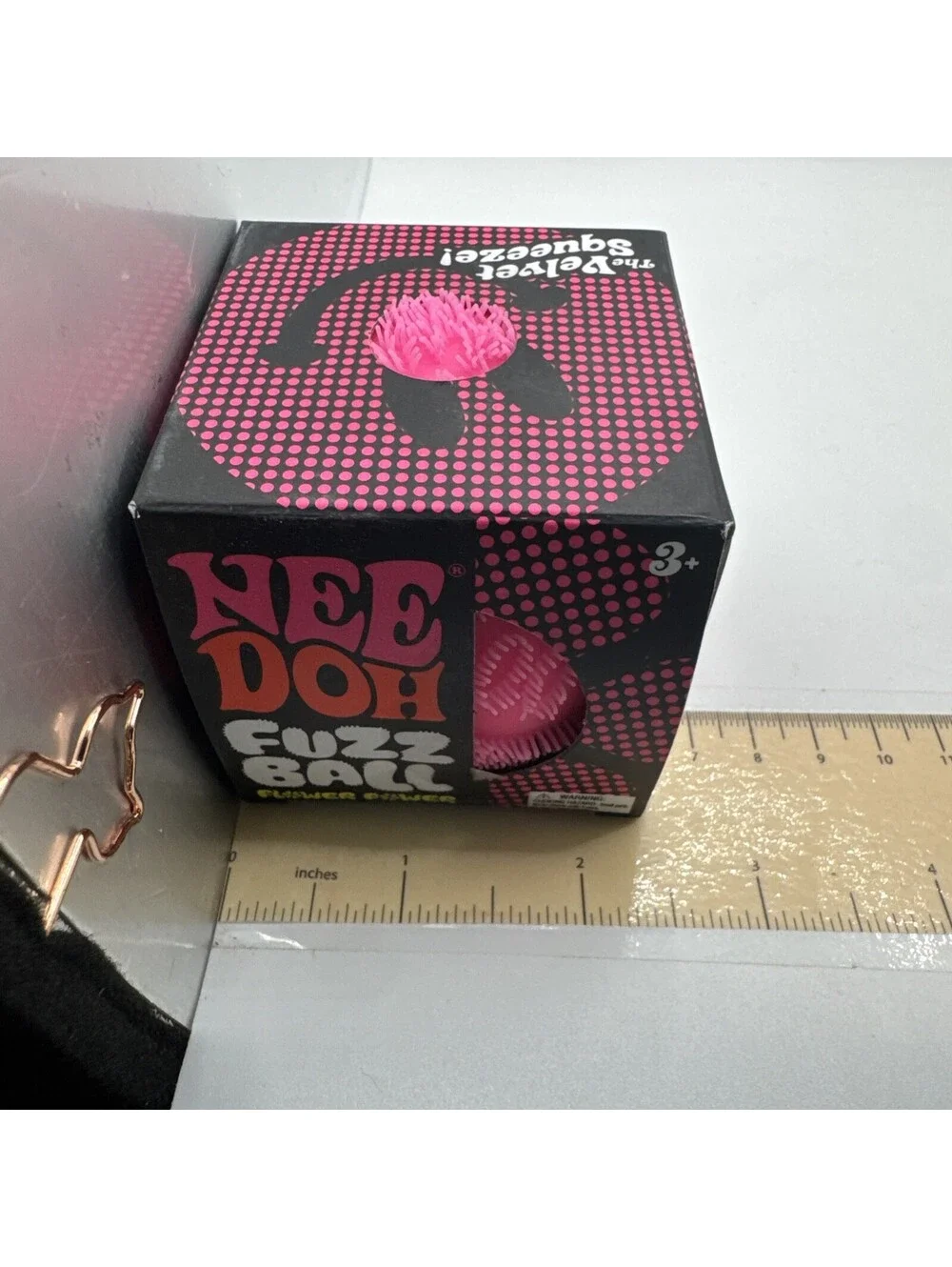 Schylling NeeDoh Fuzz Ball Flower Power Pink Velvet Squeeze Fidget Toy NEW